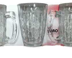 كاسات شفاف 3 قطع زجاج مبزر - سادة مع يد كاسات شفاف 3 قطع زجاج مبزر - سادة مع يد