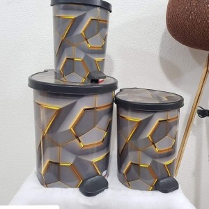 طقم سطل مهملات دعسة مرسم ديكور 3 قطع مدور تركي FY445 طقم سطل مهملات دعسة مرسم ديكور 3 قطع مدور تركي FY445