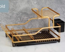 مشك صحون DUX المنيوم طبقتين ذهبي مع حمالة كاسات مشك صحون DUX المنيوم طبقتين ذهبي مع حمالة كاسات