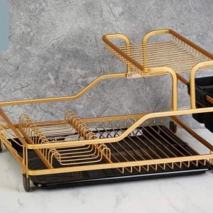 مشك صحون DUX المنيوم طبقتين ذهبي مع حمالة كاسات مشك صحون DUX المنيوم طبقتين ذهبي مع حمالة كاسات