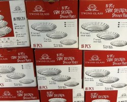 طقم صحون 18 قطعة زجاج مصري تعبئة احمر و ابيض 18PCS TWINS GLASS