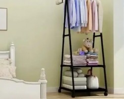 ستاند تركيب ملابس تعليق مع رفين حجم صغير 