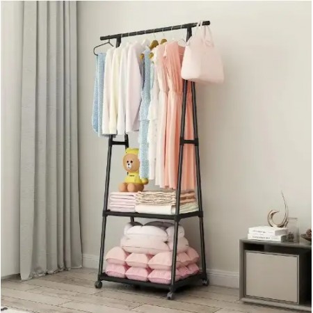 ستاند تركيب ملابس تعليق مع رفين حجم صغير 