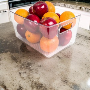 سلة ثلاجة اكريليك شفاف مستطيل مع ايدي داخلية حجم وسط حيف عالي 27 × 16 + 13 سم