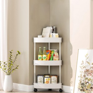 رفوف زاوية للحمام / المطبخ 3 طبقات بلاستيك بعجلات ارتفاع 60 سم AF003-10