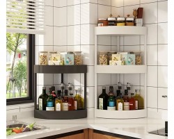 رفوف زاوية للحمام / المطبخ 3 طبقات بلاستيك بعجلات ارتفاع 60 سم AF003-10