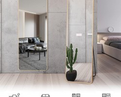 مراه بلاستيك مستطيل حواف مدور مع ستاند  147 × 36 سم