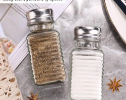 علب/2 ممالح زجاج غطا ستانلس حجم صغير