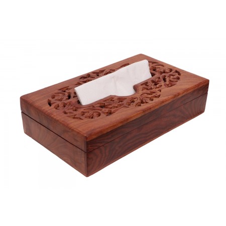 علبه / بكيت محارم خشب زان محفر 25.5 × 15 سم