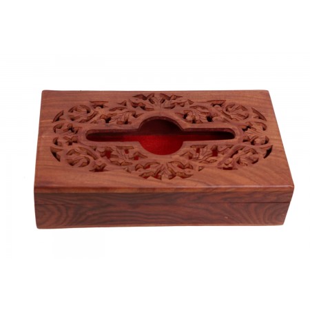 علبه / بكيت محارم خشب زان محفر 25.5 × 15 سم