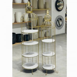 وحدة أرفف ديكور على شكل قفص ذهبي قطعتين وحدة أرفف ديكور على شكل قفص ذهبي قطعتين