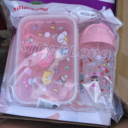 لانش بوكس حافظه طعام مربع/بيضاوي مع زمزمية بلاستيك