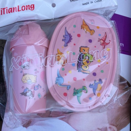 لانش بوكس حافظه طعام مربع/بيضاوي مع زمزمية بلاستيك