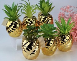 قوار ورد صبار16 سم بورسلان طابة مجدول ذهبي AF45-10