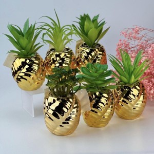 قوار ورد صبار16 سم بورسلان طابة مجدول ذهبي AF45-10