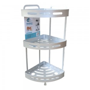 زاوية حمام المنيوم 3 رفوف ثقيل لون فضي