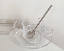 طقم كاسات مع صحون  زجاج 12 قطعة