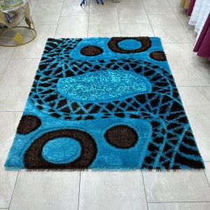 سجاد شاجي شعر عين مزركش لون مقاس 160 × 220  لون تركواز