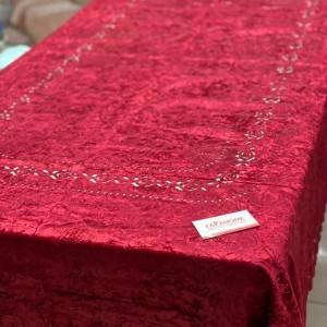 شرشف سفرة مربع مقاس 140 × 140 سم سادة شمواه حفر CNC FH25