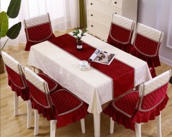 طقم وجه طاوله سفره مع غطاء 6 كراسي دانتيل