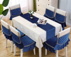طقم وجه طاوله سفره مع غطاء 6 كراسي دانتيل