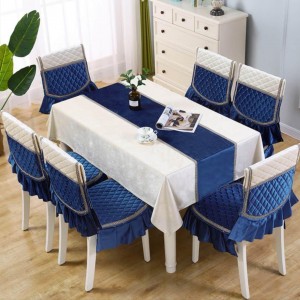 طقم وجه طاوله سفره مع غطاء 6 كراسي دانتيل