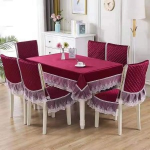 طقم وجه طاوله سفره مع غطاء 6 كراسي دانتيل