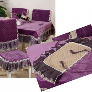 طقم وجه طاوله سفره مع غطاء 6 كراسي دانتيل