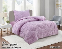 لحاف تايتنك مفرد 3 قطع شتوي قماش فرو 3 دي / وجه سادة مخمل S-TITANIC