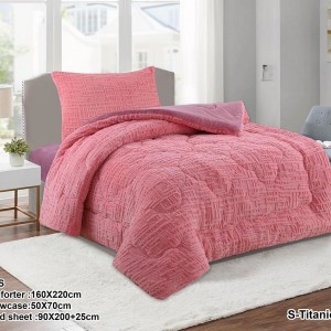 لحاف تايتنك مفرد 3 قطع شتوي قماش فرو 3 دي / وجه سادة مخمل S-TITANIC