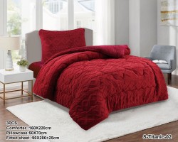 لحاف تايتنك مفرد 3 قطع شتوي قماش فرو 3 دي / وجه سادة مخمل S-TITANIC