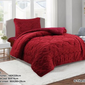 لحاف تايتنك مفرد 3 قطع شتوي قماش فرو 3 دي / وجه سادة مخمل S-TITANIC