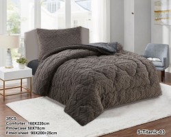 لحاف تايتنك مفرد 3 قطع شتوي قماش فرو 3 دي / وجه سادة مخمل S-TITANIC