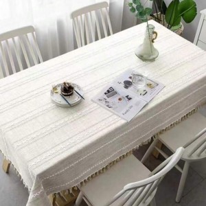 شرشف طاولة سفرة قماش مع شراشيب