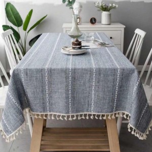 شرشف طاولة سفرة قماش مع شراشيب