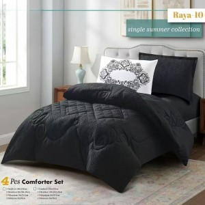 لحاف مفرد صيفي رايا 4 قطع Raya سادة مطرز مثلثات ملوكي