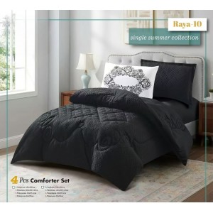 لحاف مفرد صيفي رايا 4 قطع Raya سادة مطرز مثلثات ملوكي
