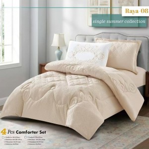 لحاف مفرد صيفي رايا 4 قطع Raya سادة مطرز مثلثات ملوكي