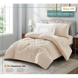 لحاف مفرد صيفي رايا 4 قطع Raya سادة مطرز مثلثات ملوكي