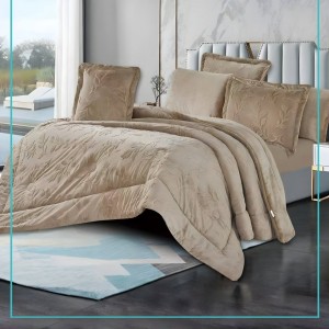 لحاف شتوي مجوز نافر مشجر المى / الما  7  قطع فلانيل ALMA