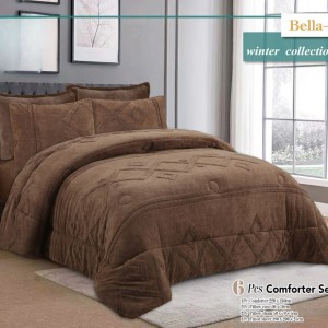 لحاف شتوي مجوز مخمل نافر بيلا Bella 6 قطع