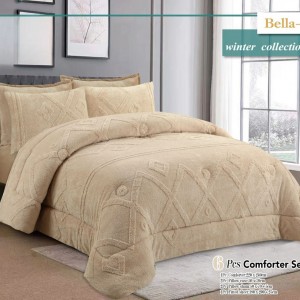 لحاف شتوي مجوز مخمل نافر بيلا Bella 6 قطع