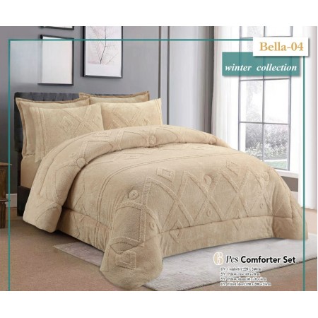 لحاف شتوي مجوز مخمل نافر بيلا Bella 6 قطع