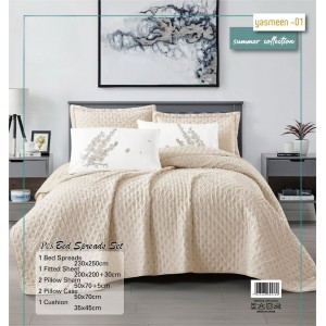 شرشف مجوز صيفي ياسمين 6 قطع YASMEEN سادة كويلت كينج سايز