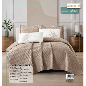 شرشف مجوز صيفي ياسمين 6 قطع YASMEEN سادة كويلت كينج سايز