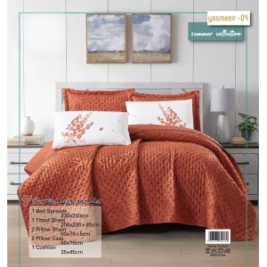 شرشف مجوز صيفي ياسمين 6 قطع YASMEEN سادة كويلت كينج سايز