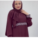 عباية ستاتي سادة مع تطريز نافر ايدي وخصر تفصيل محلي