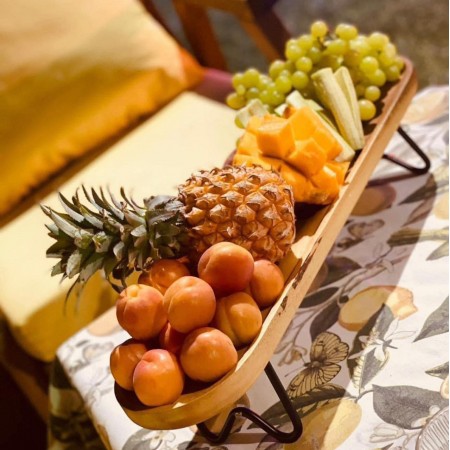 جاط مكسرات/فواكه بيضاوي كبير خشب طبيعي برجل حديد 60 × 15 + 12 سم بقاعدة حديد جاط مكسرات/فواكه بيضاوي كبير خشب طبيعي برجل حديد 60 × 15 + 12 سم بقاعدة حديد