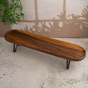 جاط تقديم فواكه / تفضيل خشب طبيعي بيضاوي 60 × 15 + 12 سم مع ارجل قاعدة