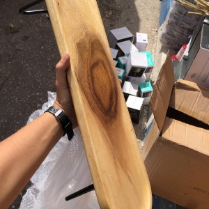 جاط مكسرات/فواكه بيضاوي كبير خشب طبيعي برجل حديد 60 × 15 + 12 سم بقاعدة حديد